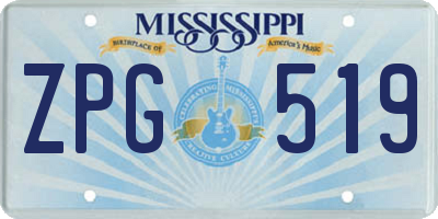 MS license plate ZPG519