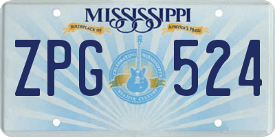 MS license plate ZPG524