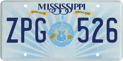 MS license plate ZPG526