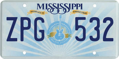 MS license plate ZPG532