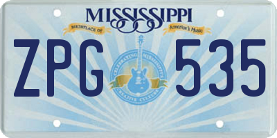 MS license plate ZPG535