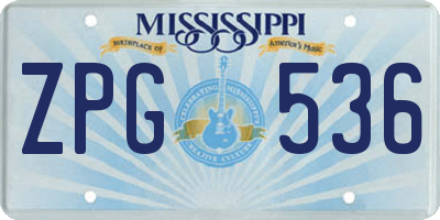MS license plate ZPG536