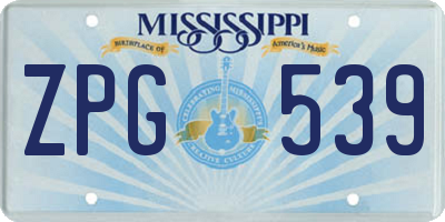 MS license plate ZPG539