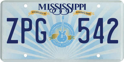 MS license plate ZPG542