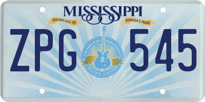 MS license plate ZPG545