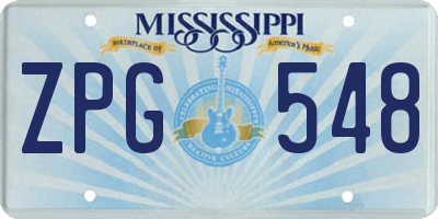 MS license plate ZPG548