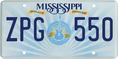 MS license plate ZPG550