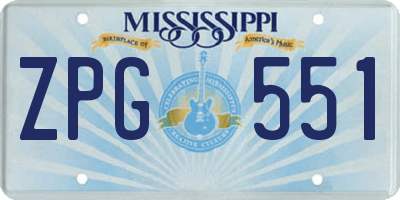 MS license plate ZPG551