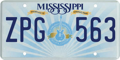MS license plate ZPG563