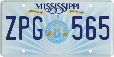 MS license plate ZPG565