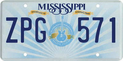 MS license plate ZPG571
