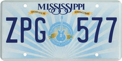 MS license plate ZPG577