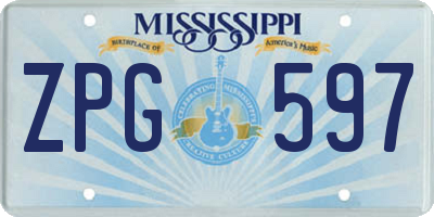 MS license plate ZPG597