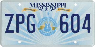 MS license plate ZPG604