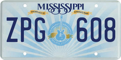 MS license plate ZPG608