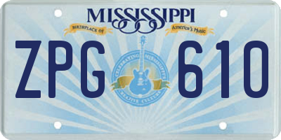 MS license plate ZPG610