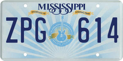MS license plate ZPG614