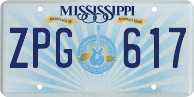 MS license plate ZPG617