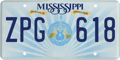 MS license plate ZPG618