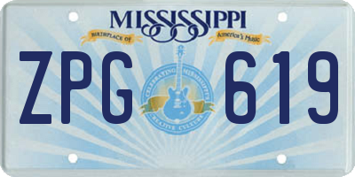 MS license plate ZPG619