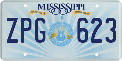 MS license plate ZPG623