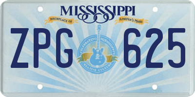 MS license plate ZPG625