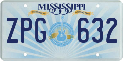MS license plate ZPG632