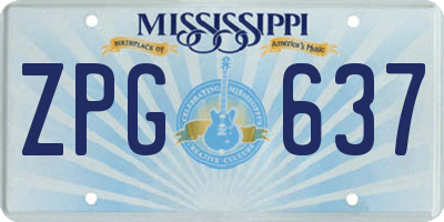 MS license plate ZPG637