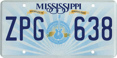 MS license plate ZPG638