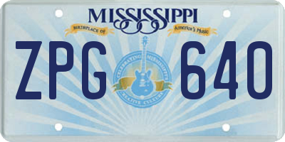 MS license plate ZPG640