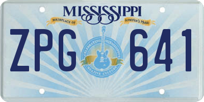 MS license plate ZPG641