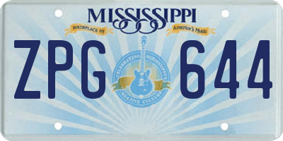 MS license plate ZPG644