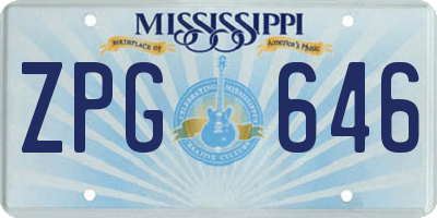 MS license plate ZPG646
