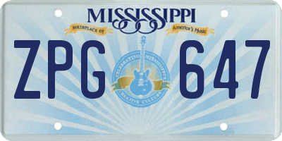 MS license plate ZPG647