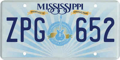 MS license plate ZPG652