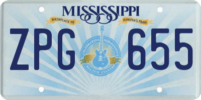 MS license plate ZPG655