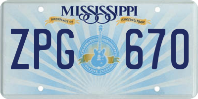 MS license plate ZPG670