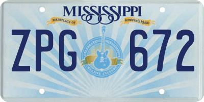 MS license plate ZPG672