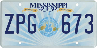 MS license plate ZPG673