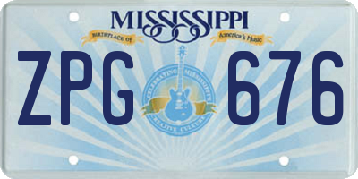 MS license plate ZPG676