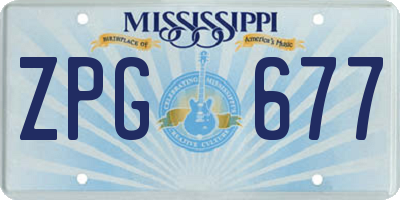 MS license plate ZPG677