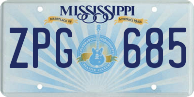 MS license plate ZPG685