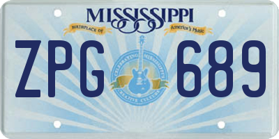 MS license plate ZPG689