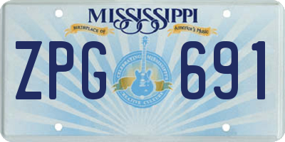 MS license plate ZPG691