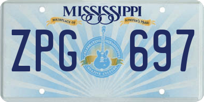 MS license plate ZPG697