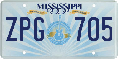 MS license plate ZPG705
