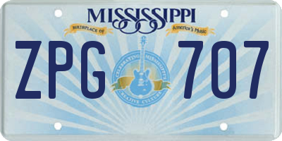 MS license plate ZPG707