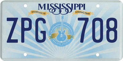 MS license plate ZPG708