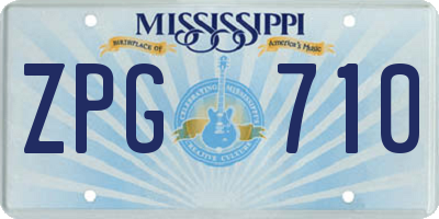 MS license plate ZPG710
