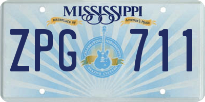 MS license plate ZPG711